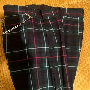 Plaid Trousers with Chain Accent from ASOS, W28/L30 slim